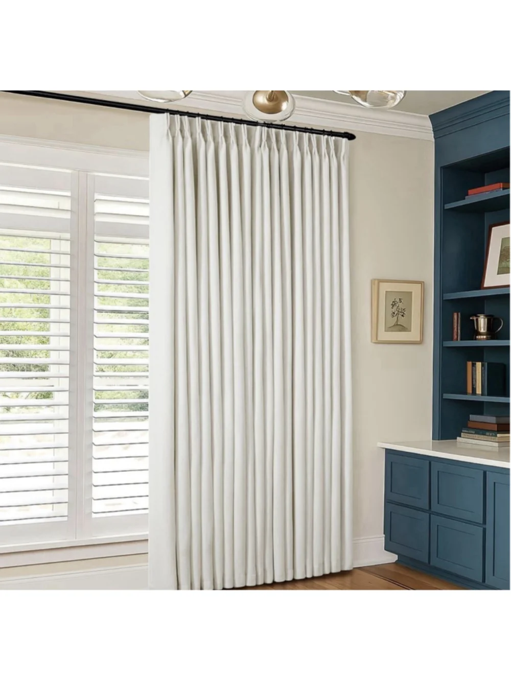 100% Blackout Pinch Pleated Linen Curtains 102” Length 60” Width Cream